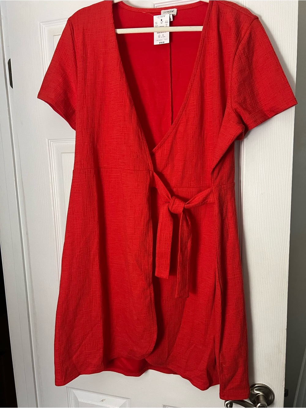 J.Crew Red Wrap Tie Short Sleeve Dress